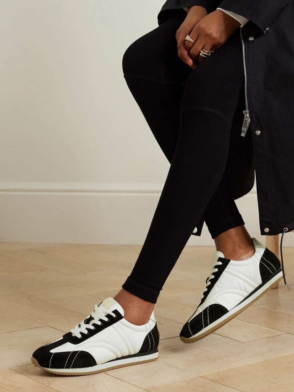 TOTEME The Sport Leather-trimmed suede and shell sneaker. Size 41